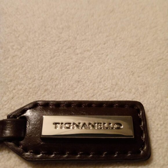 Tignanello Dark Brown/Rust Framed Leather Satchel with Matching Key Chain - Picture 9 of 14